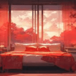 anime bedroom red