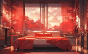 anime bedroom red